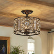 Load image into Gallery viewer, Farmhouze Light-3-Light Vintage Glam Crystal Drum Ceiling Light-Ceiling Light-Black-