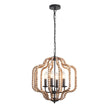 Load image into Gallery viewer, Farmhouze Light-4-Light Bohemian Wood Bead Cage Chandelier-Chandelier-Brown Wood + Matte Black-