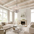 Load image into Gallery viewer, Farmhouze Light-4-Light Bohemian Wood Bead Cage Chandelier-Chandelier-Natural Wood + Rustic White-