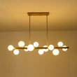 Load image into Gallery viewer, Farmhouze Light-44” Mid-Century Milky Glass Globe Kitchen Island Pendant-Chandelier-Brass-