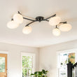 Load image into Gallery viewer, Farmhouze Light-6-Light Opal Glass Globe Branch Ceiling Light-Ceiling Light-Black-6-Light