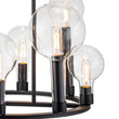 Load image into Gallery viewer, Farmhouze Light-8-Light Glass Tapered Long Globe Wagon Wheel Chandelier-Chandelier-Black-8-Light
