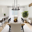 Load image into Gallery viewer, Farmhouze Light-8-Light Glass Tapered Long Globe Wagon Wheel Chandelier-Chandelier-Black-8-Light