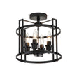 Load image into Gallery viewer, Farmhouze Light-Black Lantern Drum Semi Flush Mount-Ceiling Light--