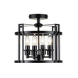 Load image into Gallery viewer, Farmhouze Light-Black Lantern Drum Semi Flush Mount-Ceiling Light--