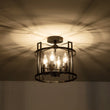 Load image into Gallery viewer, Farmhouze Light-Black Lantern Drum Semi Flush Mount-Ceiling Light--