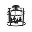 Load image into Gallery viewer, Farmhouze Light-Black Lantern Drum Semi Flush Mount-Ceiling Light--