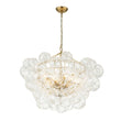 Load image into Gallery viewer, Farmhouze Light-Brass Decorative Pattern Glass Globe Cluster Chandelier-Chandelier-3-Light-Brass (Pre-Order)