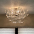 Load image into Gallery viewer, Farmhouze Light-Glam 3-Light Swirled Glass Globe Bubble Flush Mount Chandelier-Chandelier-3-Light-Nickel