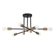 Load image into Gallery viewer, Farmhouze Light-Linear Sputnik Semi Flush Mount Ceiling Light-Ceiling Light-Black+Brass-6-Light