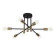 Load image into Gallery viewer, Farmhouze Light-Linear Sputnik Semi Flush Mount Ceiling Light-Ceiling Light-Black+Brass-6-Light