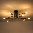 Load image into Gallery viewer, Farmhouze Light-Linear Sputnik Semi Flush Mount Ceiling Light-Ceiling Light-Black+Brass-6-Light