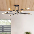 Load image into Gallery viewer, Farmhouze Light-Linear Sputnik Semi Flush Mount Ceiling Light-Ceiling Light-Black+Brass-8-Light