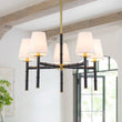 Load image into Gallery viewer, Farmhouze Light-Mid-Century Black Brass 5-Light Linen Shade Chandelier-Chandelier-5-Light-