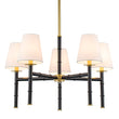 Load image into Gallery viewer, Farmhouze Light-Mid-Century Black Brass 5-Light Linen Shade Chandelier-Chandelier-5-Light-