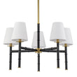 Load image into Gallery viewer, Farmhouze Light-Mid-Century Black Brass 5-Light Linen Shade Chandelier-Chandelier-5-Light-