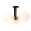Load image into Gallery viewer, Farmhouze Light-Modern 3-Light Glass Globe Semi Flush Ceiling Light-Ceiling Light-Black Brass + Clear Glass-