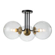 Load image into Gallery viewer, Farmhouze Light-Modern 3-Light Glass Globe Semi Flush Ceiling Light-Ceiling Light-Black Brass + Clear Glass-