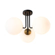 Load image into Gallery viewer, Farmhouze Light-Modern 3-Light Glass Globe Semi Flush Ceiling Light-Ceiling Light-Black Brass + Clear Glass-