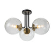 Load image into Gallery viewer, Farmhouze Light-Modern 3-Light Glass Globe Semi Flush Ceiling Light-Ceiling Light-Black Brass + Clear Glass-