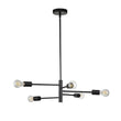Load image into Gallery viewer, Farmhouze Light-Modern 5-Light Metal Sputnik Linear Chandelier-Chandelier-Black-