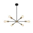 Load image into Gallery viewer, Farmhouze Light-Modern Mid-Century Linear Sputnik Pendant Light-Chandelier-Black+Brass-6-Light