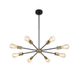 Load image into Gallery viewer, Farmhouze Light-Modern Mid-Century Linear Sputnik Pendant Light-Chandelier-Black+Brass-6-Light