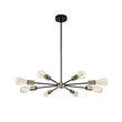 Load image into Gallery viewer, Farmhouze Light-Modern Mid-Century Linear Sputnik Pendant Light-Chandelier-Black+Brass-6-Light