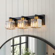 Load image into Gallery viewer, Farmhouze Light-Square Crystal Shade Vanity Wall Sconce-Wall Sconce-3-Light-Black + Gold