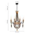 Load image into Gallery viewer, Farmhouze Light-Vintage Candle Wood Beaded Empire Chandelier-Chandelier--