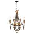Load image into Gallery viewer, Farmhouze Light-Vintage Candle Wood Beaded Empire Chandelier-Chandelier--