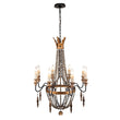 Load image into Gallery viewer, Farmhouze Light-Vintage Candle Wood Beaded Empire Chandelier-Chandelier--