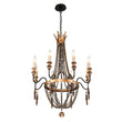 Load image into Gallery viewer, Farmhouze Light-Vintage Candle Wood Beaded Empire Chandelier-Chandelier--