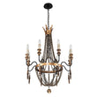 Load image into Gallery viewer, Farmhouze Light-Vintage Candle Wood Beaded Empire Chandelier-Chandelier--