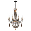 Load image into Gallery viewer, Farmhouze Light-Vintage Candle Wood Beaded Empire Chandelier-Chandelier--