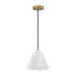 Load image into Gallery viewer, 1-Light Milk White Glass Pleated Twirling Gown Pendant
