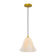 Load image into Gallery viewer, 1-Light Milk White Glass Pleated Twirling Gown Pendant

