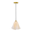 Load image into Gallery viewer, 1-Light Milk White Glass Pleated Twirling Gown Pendant
