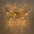 Load image into Gallery viewer, 8-Light Sputnik Artisan Water Glass Oval Globe Brass Semi Flush

