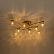 Load image into Gallery viewer, 8-Light Sputnik Artisan Water Glass Oval Globe Brass Semi Flush
