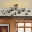 Load image into Gallery viewer, 12-Light Smoked Glass Bubble Branch Semi Flush Mount

