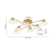 Load image into Gallery viewer, 8-Light Sputnik Artisan Water Glass Oval Globe Brass Semi Flush
