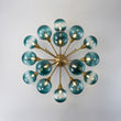 Load image into Gallery viewer, 15-Light Ombre Blue Glass Bubble Brass Sputnik Semi Flush Mount
