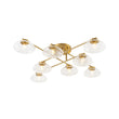 Load image into Gallery viewer, 8-Light Sputnik Artisan Water Glass Oval Globe Brass Semi Flush
