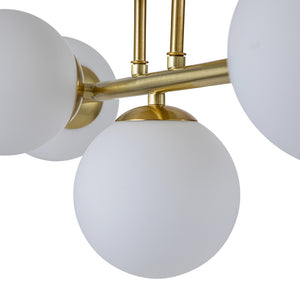 5-Light Brass Linear Opal Glass Globe Vanity Wall Light