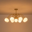 Load image into Gallery viewer, 9-Light Frosted Glass Glass Brass Round Sputnik Semi Flush Mount
