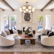 Load image into Gallery viewer, 9-Light Frosted Glass Glass Brass Round Sputnik Semi Flush Mount
