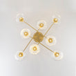 Load image into Gallery viewer, 8-Light Sputnik Artisan Water Glass Oval Globe Brass Semi Flush
