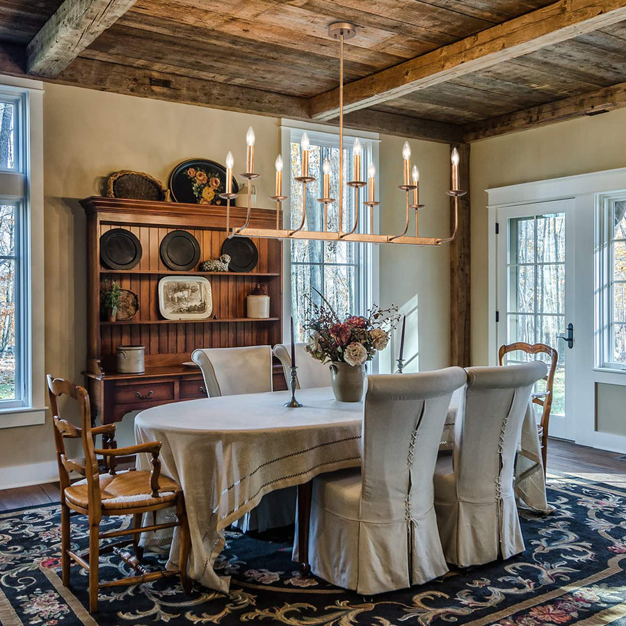 French Country Luxe Linear Candle Kitchen Island Pendant