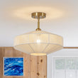Load image into Gallery viewer, Farmhouse Coastal Woven Rope Round Cage Semi Flush Mount
